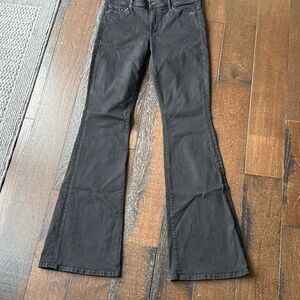 Mother the cruiser not guilty black flare leg jeans womens size 30 stretch mid r